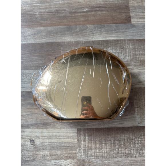 NWT Zara Metallic Oval Minaudiere Bag Purse Clutch Shoulder Chain Metallic Glam - Picture 4 of 7